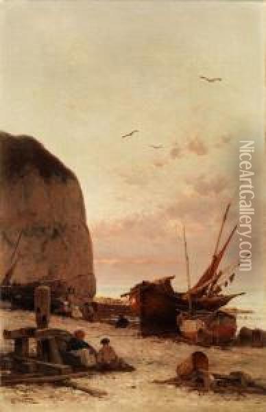 Felsenkuste Mit Heimgekehrtenfischern Oil Painting - Theodor Alexander Weber