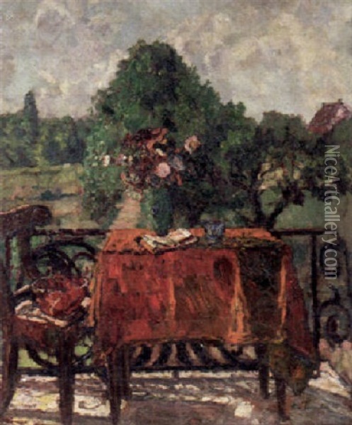 Auf Dem Balkon Oil Painting - August Von Brandis