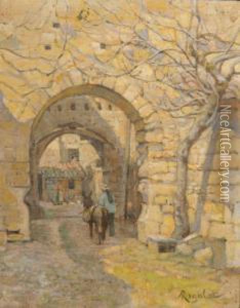 The Archway. Oil Painting - Albert Gabriel Rigolot