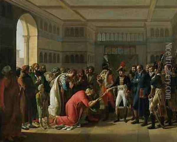 General Bonaparte Giving a Sword to the Military Chief of Alexandria July 1798 1808 Oil Painting - Francois Henri Mulard