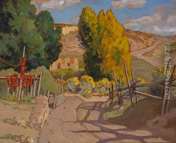 A Lane In Santa Fe Oil Painting - Sheldon Parsons