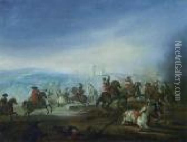Choc De Cavalerie Oil Painting - Karel Van Breydel (Le Chevalier)