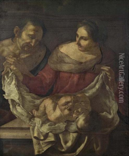 Madonna And Child. Oil Painting - Aubin Vouet