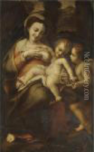 The Madonna And Child With The Infant Saint John The Baptist ('madonna Della Latte') Oil Painting - Correggio, (Antonio Allegri)