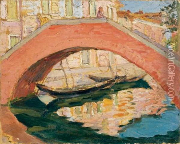 Venise, Le Pont Rose Oil Painting - Luigi Moretti