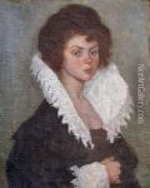 Portrait De Femme A La Collerette Blanche / Etude De Portrait De Femme Oil Painting - Raphael-Leon Leguilloux