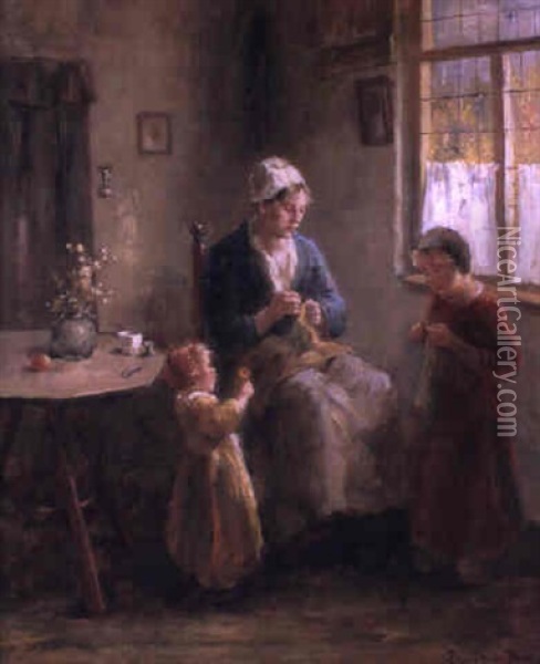 A Present For Mother Oil Painting - Bernard de Hoog