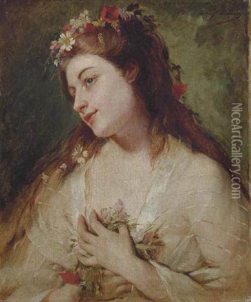 Young Beauty Oil Painting - Madeleine Jeanne Lemaire