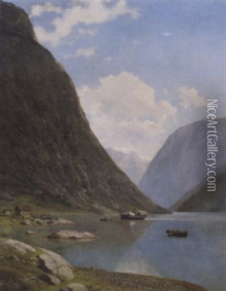 Parti Fra Gudvangen I Sogn, Norge Oil Painting - Georg Emil Libert