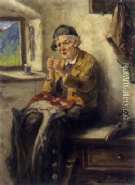 Schneidermeister Bei Der Arbeit Oil Painting - Albert Mueller-Lingke