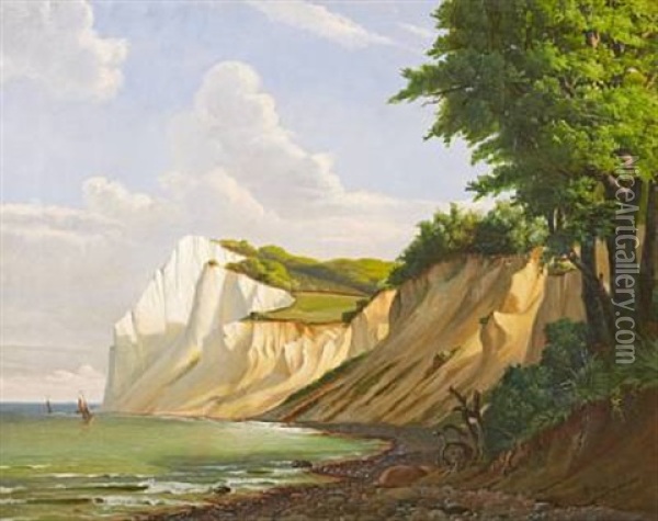 Scenery From Moens Klint Oil Painting - Niels Peter Rasmussen