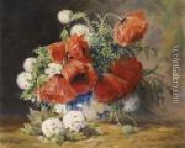 Poppiesand Guelder Roses Oil Painting - Max Theodor Streckenbach