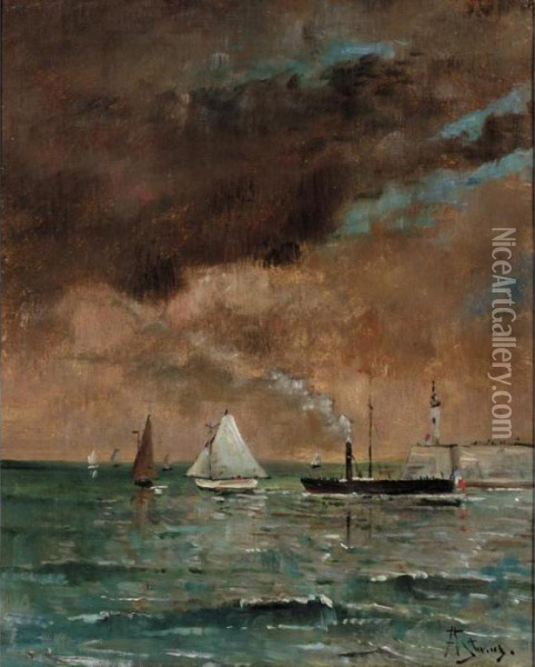 Leaving Port Oil Painting - Aime Stevens