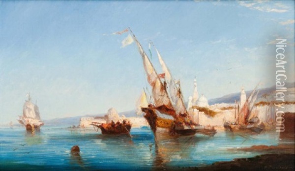 Rivage Oriental Oil Painting - Henri Duvieux