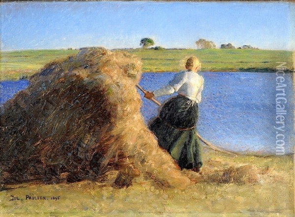 Afternoon with Wind Oil Painting - Julius Paulsen