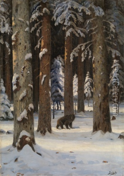 Winter Forest Oil Painting - Jakov Ivanovich Brovar