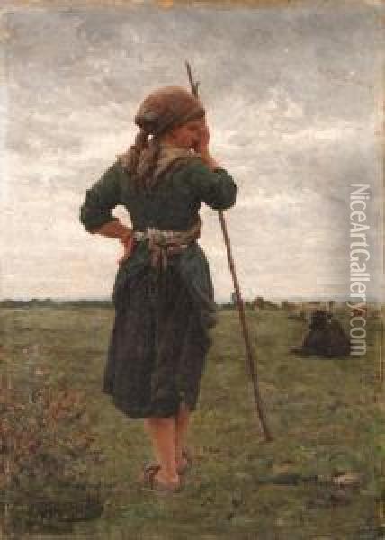 The Shepherdess Oil Painting - Pierre Billet