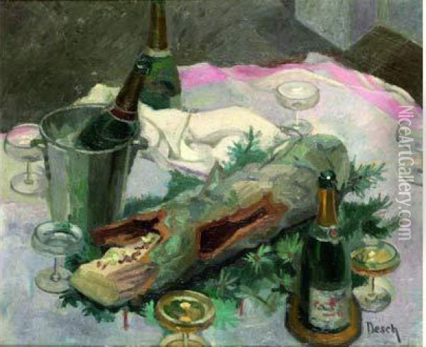 La Buche De Noel Oil Painting - Auguste Theodore Desch