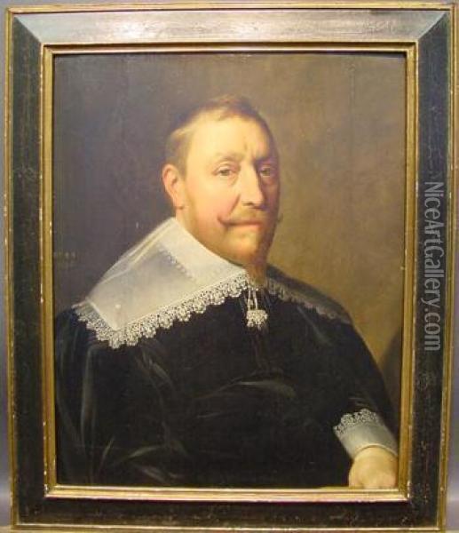 Portrait Of A Gentleman
Inscribed Oil Painting - Michiel Jansz. Van Miereveldt