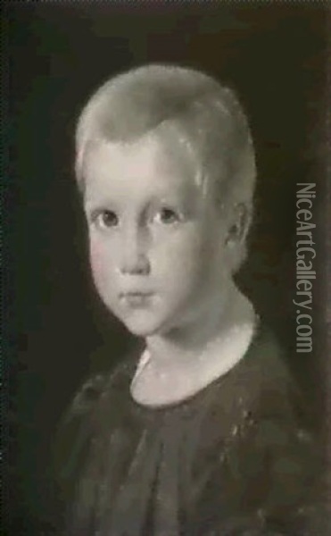 Portraet Af En Lille Pige,                                  Amalia M... Oil Painting - Constantin (Carl Christian Constantin) Hansen