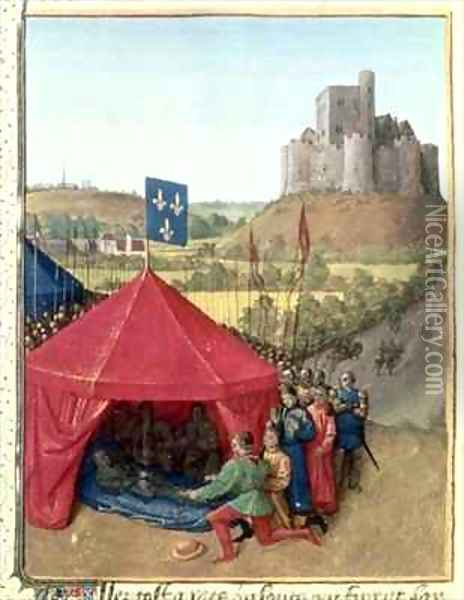 The Death of Bertrand du Geusclin 1320-80 at Chateauneuf de Randon Oil Painting - Jean Fouquet