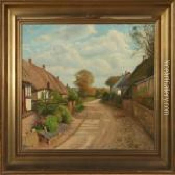 Village Scenery Fromboes Oil Painting - Emil Winnerwald