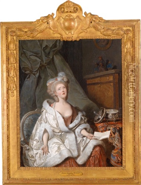 Eine Aristokratische Dame In Einem Interieur Oil Painting - Pierre Alexandre Wille