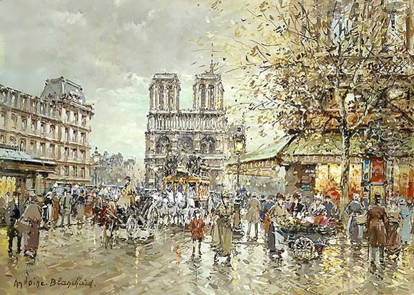 Place Saint Michel Notre Dame Oil Painting - Agost Benkhard