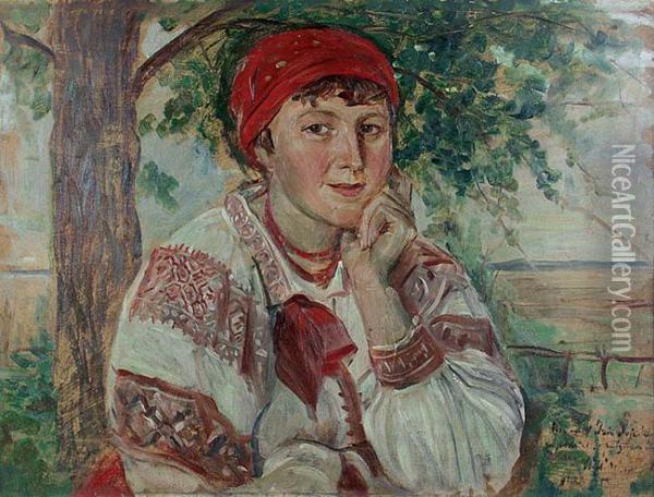 Dziewczyna Oil Painting - Wincenty Wodzinowski