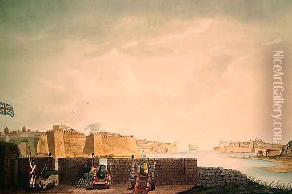 View of La Valletta, engraved by Francis Chesham, 1803 Oil Painting - Weir, Captain James