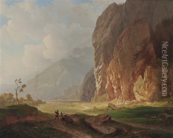 Mountain Landscape Oil Painting - Heinrich Heinlein