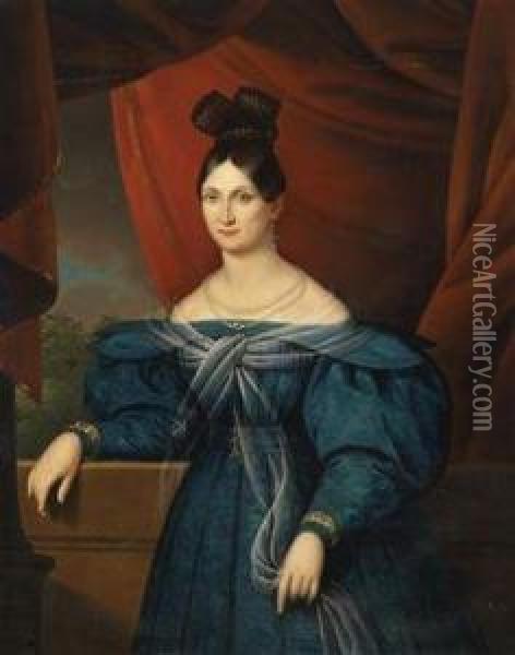 Portrait Of Anna Katharina Leibenfrost Oil Painting - Franz Ferdinand Xaver Ritter Von Lampi