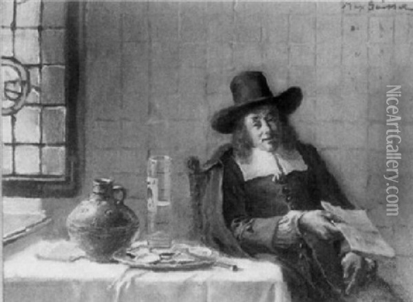 Austernfruhstuck Eines Hollandischen Handelsherren Des 17. Jahrhunderts Oil Painting - Max Gaisser