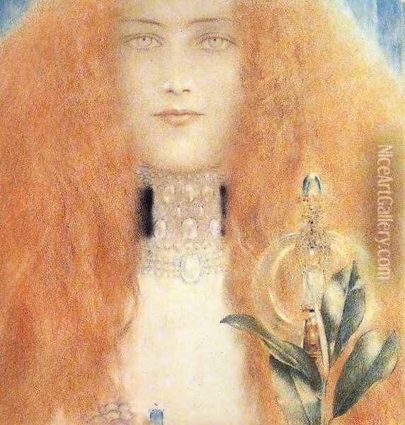 Head of a Woman I Oil Painting - Fernand Khnopff