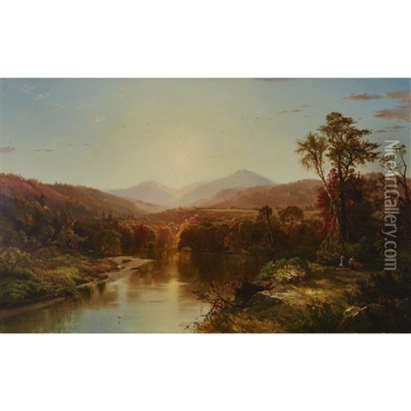 A Reminiscence Of The Androscoggin, 1859 Oil Painting - Aaron Draper Shattuck