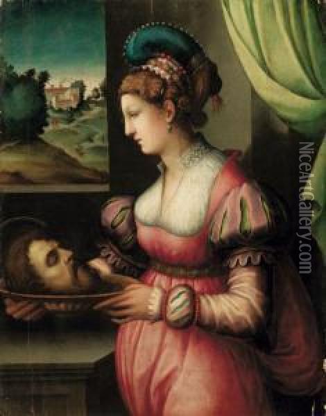 Salome Con La Testa Del Battista Oil Painting - Francesco Ubertini Bacchiacca II