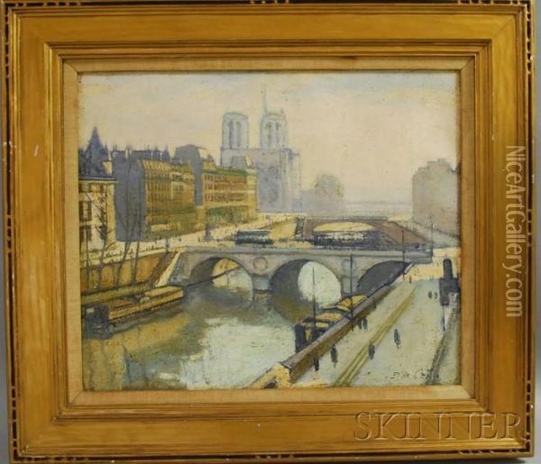 View Of Paris And Village Oil Painting - Paul De Castro