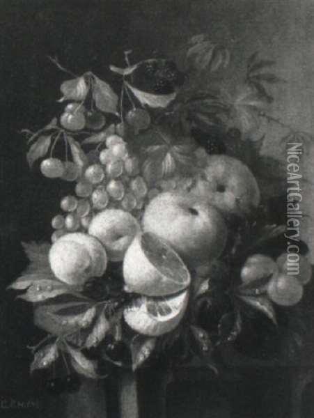 Still Life Of Various Fruits Oil Painting - George Elgar Hicks