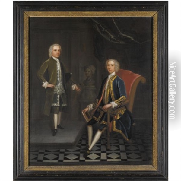 London Portrait Of Two Gentlemen Oil Painting - Charles Philips