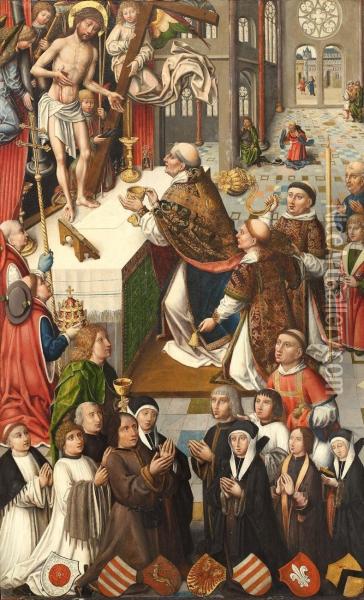Die Messe Des Hl.gregor Oil Painting - Master Of Heiligen Sippe