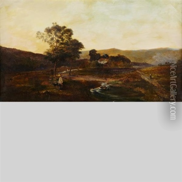 Welsh Pastures Oil Painting - Charles Leslie