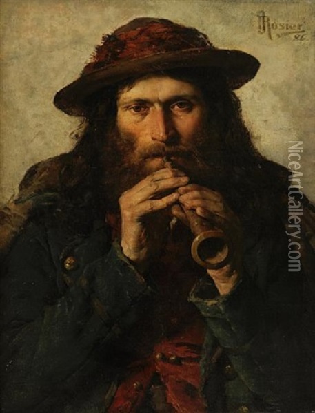 The Itinerant Piper Oil Painting - Jean Guillaume (Jan Willem) Rosier