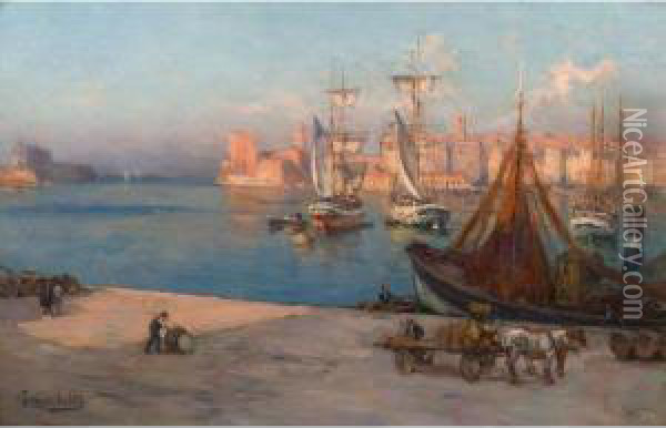 :linterieur Du Port De Marseille Oil Painting - Joseph Garibaldi
