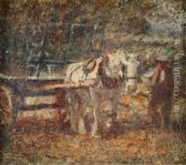 The Farm Cart Oil Painting - Harry Filder
