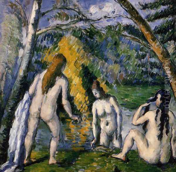 Three Bathers Oil Painting - Paul Cezanne