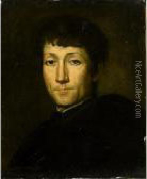 Portrait Of A Gentleman, Head And Shoulders, Wearing Black Oil Painting - Giacomo Ceruti (Il Pitocchetto)