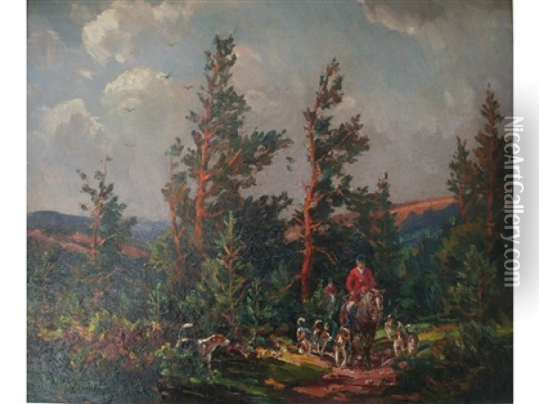 Exmoor Vale Hunt (at Webber's Post) Oil Painting - Alexander Carruthers Gould