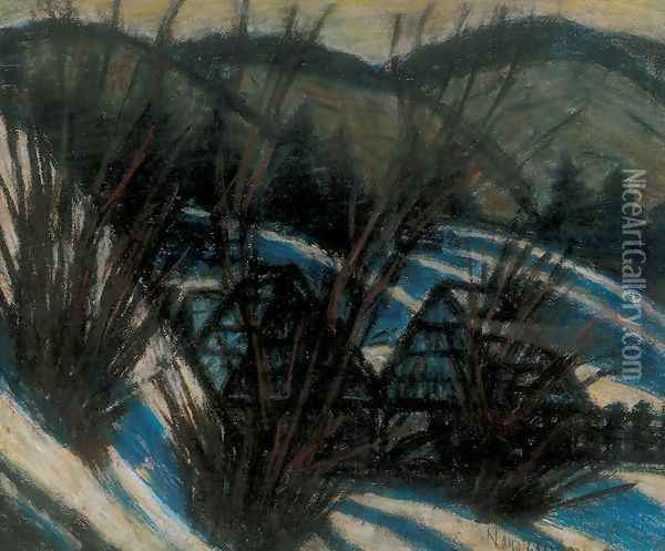 Hills with Blue Shadows 1930-32 Oil Painting - Istvan Nagy