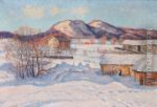Solig Vinterdag, Ragunda Oil Painting - Anton Genberg