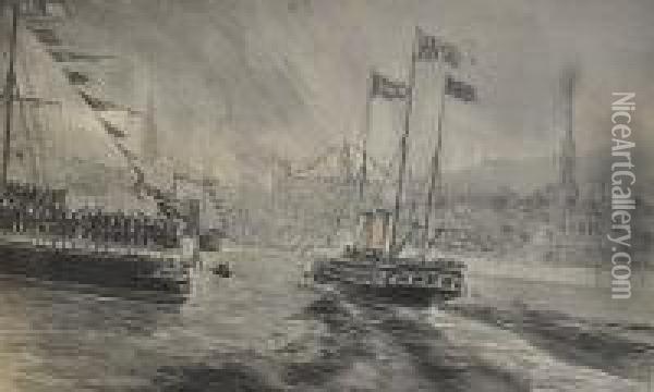 Fleet Review Oil Painting - William Lionel Wyllie